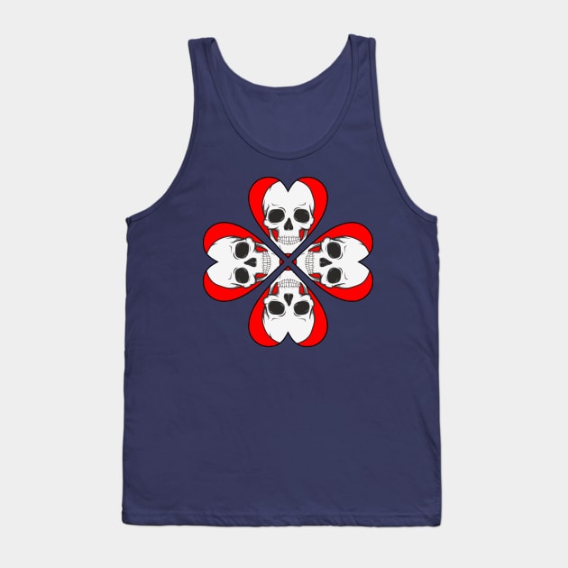 Skull four leaf heart clover birthday gift shirt 3 Tank Top by KAOZ